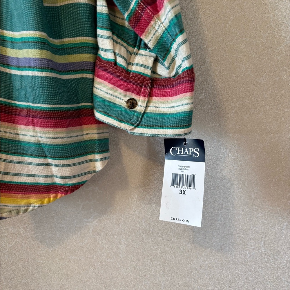 Chaps | Women’s Vibrant Striped Button Down Shirt | Size 3X - Picture 2 of 8
